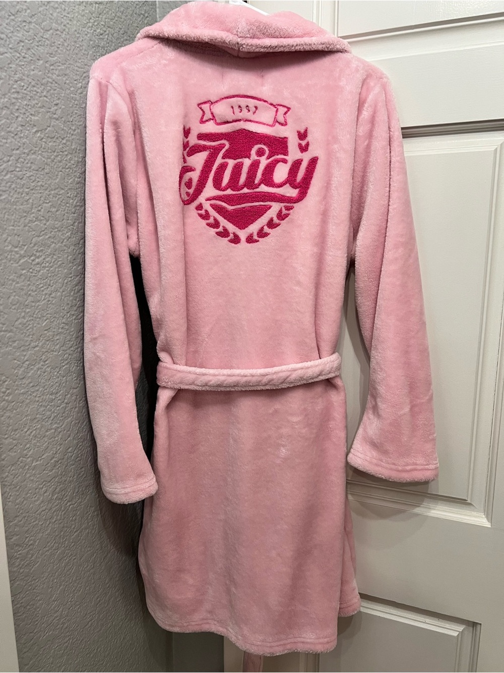 Juicy Couture embroidered fluffy pink robe
